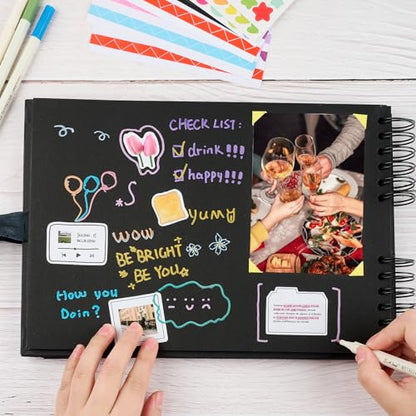 Mauproy 11.5 x 8.5 Inch Black Scrapbook Album, 80 Pages | Photo Album with Black Pages, Kraft Paper Hardcover Memory Book with DIY Accessories Kit for Birthday, Wedding, Travel - size: 11.5 x 8.5 Inches