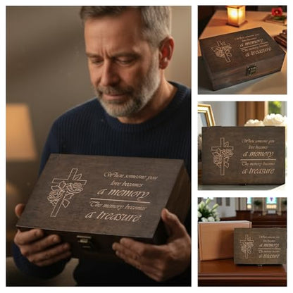 Sympathy Gift for Loss of Loved One, Engraved Memorial Memory Box - size: Medium, style: Memorial