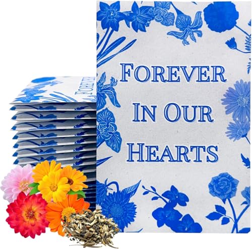 Wildflower Seed Packets in Loving Memory (Pack of 30) Funeral Gift Sympathy Remembrance Memorial Service Forget Me Not (Blue Flowers) - color: Blue Flowers