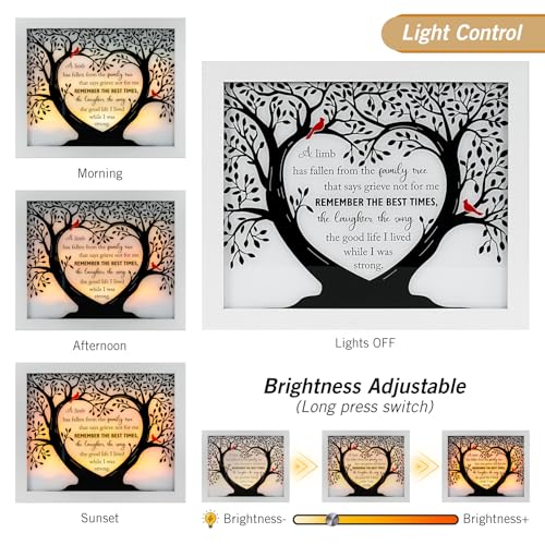 Sympathy Gift LED Memorial Shadow Box Memorial Gifts for Loss of Loved One Mother Mom Dad Father, in Memory of Loved One Gifts - size: Family Tree White