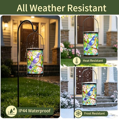 MUMTOP Bluebird Glass Solar Lantern Outdoor Waterproof Hanging Garden Light - color: Bluebird