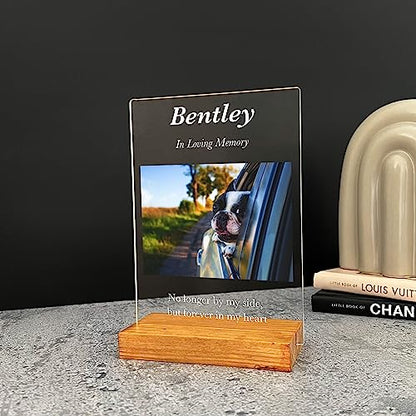 Custom Any Names Words & Picture Personalized Photo Frame Stand Bereavement Gift Sympathy Memorial Decor Sign Funeral in Heart Memory of Loved One Condolence Remembrance Loss Loving Pet Owner Parent Dog Cat