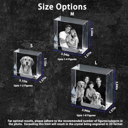 3D Crystal Photo Memorial Gift for Loss of Dog - Personalized Pet Keepsake, Rainbow Bridge Sympathy Gift for Dog Cat Horse Owners, Thoughtful Animal Photo Gift M - size: M：3.54×3.54×1.57in