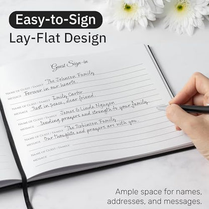 Useful Co. Funeral Guest Book for Party, Sign in Book, Leather Cover, Black | Sign In Book for Memorial Service or Vacation Home, Hardbound Leather Guest Books, House and Party Guest Book, 9 x 7 In
