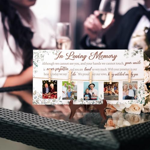 RattanView Wood Memorial Table Sign with 5 Clips Wedding, Eucalyptus 2 - style: Eucalyptus 2