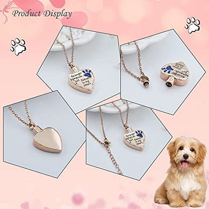 Fashion Pet Cremation Jewelry Stainess Steel Heart Keepsake Ashes Necklace Dog Cat Paw Memorial Urn Pendant - color: RG-Blue