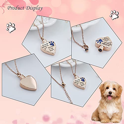 Fashion Pet Cremation Jewelry Stainess Steel Heart Keepsake Ashes Necklace Dog Cat Paw Memorial Urn Pendant - color: RG-Blue