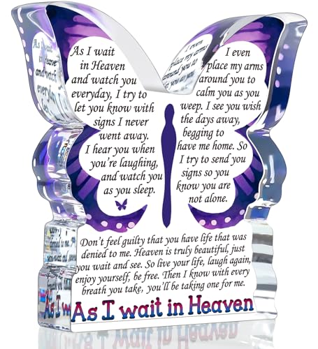 MY-ALVVAYS Sympathy Gifts for Loss of Loved One, Memorial Gifts for Loss of Mother Father Husband Wife, Grief Gift Bereavement Funeral Present, As I Wait in Heaven Keepsake Decorative Signs Plaques - style: Wait in Heaven