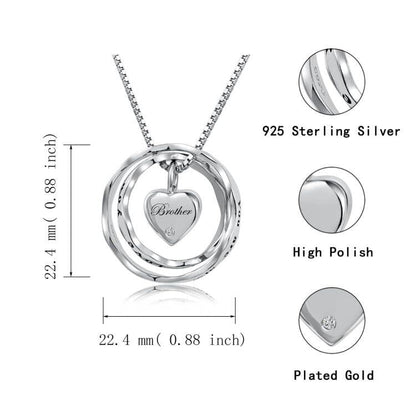 Sterling Silver Cremation Jewelry for Ashes Pendant Eternity Urn Necklace Keepsake Memorial Gifts You Are Always In My Heart I Love You Forever - color: White, style: Brother