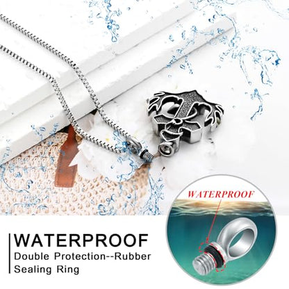 XSMZB Deer Antler Anchor Urn Necklace for Ashes Human Pet Fish Hook Cross Funeral Cremation Jewelry Keepsake Ash Pendant Memorial Necklaces - color: Silver-Black