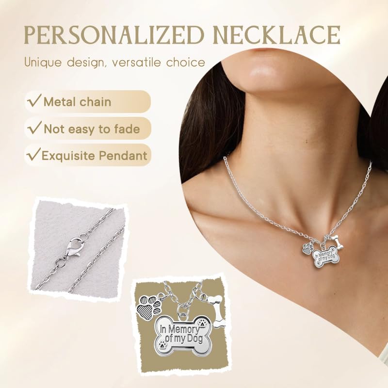 YangQian Sympathy Gift for Pet Owner Pet Memory Gifts for Dogs Cats Bereavement Gifts Paw Print Necklace Grieving Cat Dog Loss Gift - color: Dog Heaven Necklace