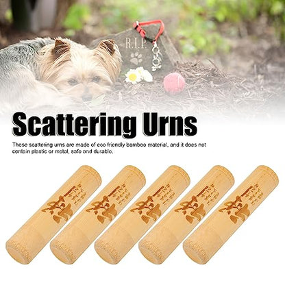 AYNEFY 5pcs Strong Leakproof Bamboo Scattering Urns for Ashes Resting Place, Carved Pattern Containers for Scattering Tubes, AYNEFYg4da1uni3b