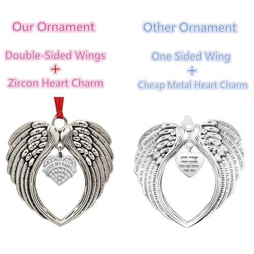 Memorial Gifts, Remembrance Sympathy Gifts for Loss of Loved One Silver Angel Wings Christmas Ornament, Your Wings were Ready But My Heart was Not Decoration