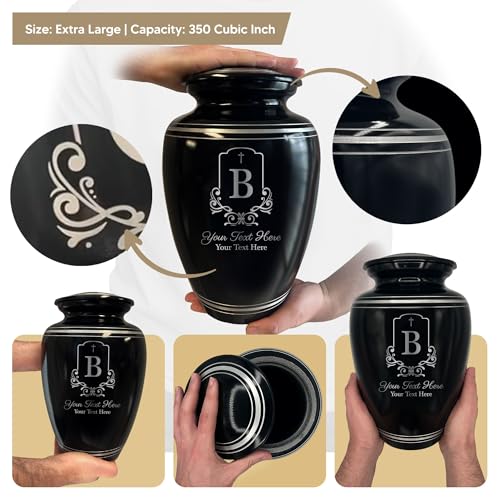 Custom Extra Large Human Cremation Urn Traditional Style Metal Urn For Ashes and Remains- Headstone Shape 2 - Polished Silver Rim - color: Headstone Shape 2, size: Polished Silver Rim