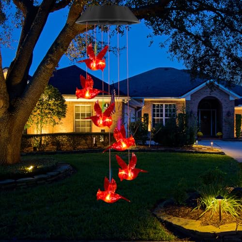 Cardinal Solar Wind Chimes for Outside, Christmas Cardinal Gifts for Women