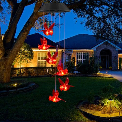Cardinal Solar Wind Chimes for Outside, Christmas Cardinal Gifts for Women
