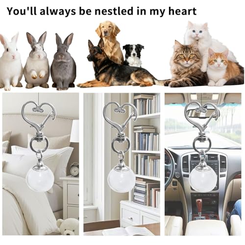 Pet Keychain for Collecting Cat, Dog and Rabbit Hair,2 Pcs Pet Fur keepsake, cat fur memory charm DIY Rabbit Furs Collection Kechain, dog Keepsake, Loss Remembrance Gift for Pets hearts