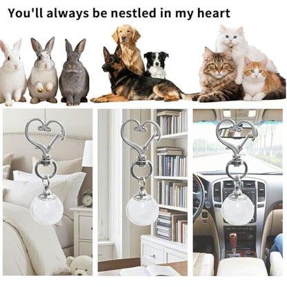 Pet Keychain for Collecting Cat, Dog and Rabbit Hair,2 Pcs Pet Fur keepsake, cat fur memory charm DIY Rabbit Furs Collection Kechain, dog Keepsake, Loss Remembrance Gift for Pets hearts