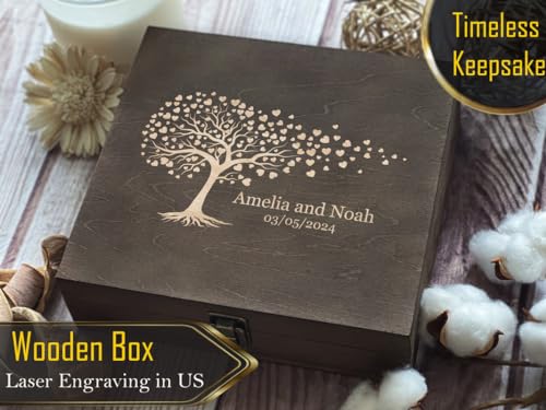 Tree of Life Memorial Gifts Custom Laser Engraving - Personalized Tribute Box for Loved Ones, Unique Sympathy & Remembrance Present