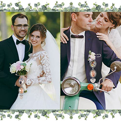 Bylion 2 Sets Wedding Bouquet Photo Charms Bridal Bridegroom Charm | DIY Pin Brooch Making Kit Bouquet Picture Charm for Wedding Memory Friend Graduation Gift, You are Always in My Heart - color: Double Lacy