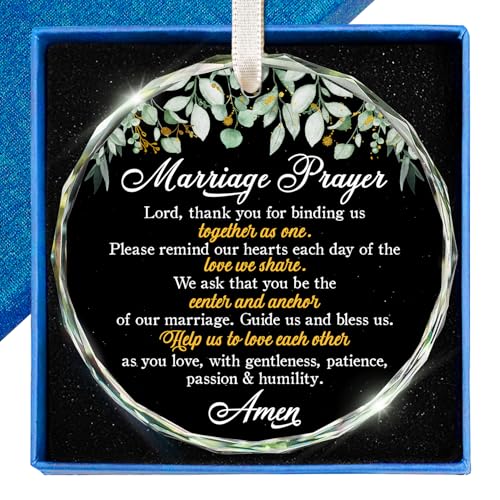 ZAGKOO Marriage Prayer Christian Wedding Gifts for Couple 2026 | Religious Wedding Gift for Newlyweds, Married Couples Anniversary, Bride, Groom - Glass Mr & Mrs Ornament Decorations - color: Marriage Prayer