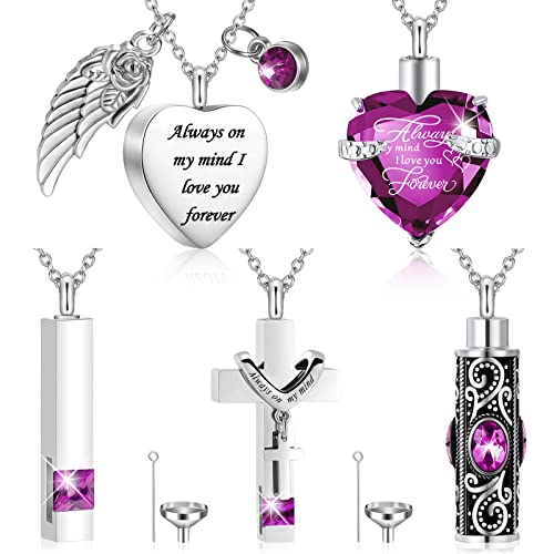 Fumete 5 Pcs Urn Necklaces for Ashes Cremation Keepsake - color: Purple