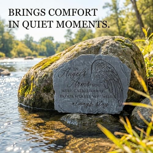 Carson in Angels' Arms Memorial Garden Stone - Sympathy Gift for Funeral | Hand-Painted Stepping Stone to Remember Loved One- Outdoor for Garden or Patio- Weather Resistant