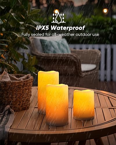 Homemory Solar Candles Outdoor Waterproof, Dusk to Dawn Sensor, 3"x4"5" 6" | Rechargeable Candles, IP65 Water-resistant Solar Powered Flameless Candles for Outdoor, Lanterns, Patio, Garden, Set of 6 - size: D3"xH4"5"6", 6 Pcs, Plastic