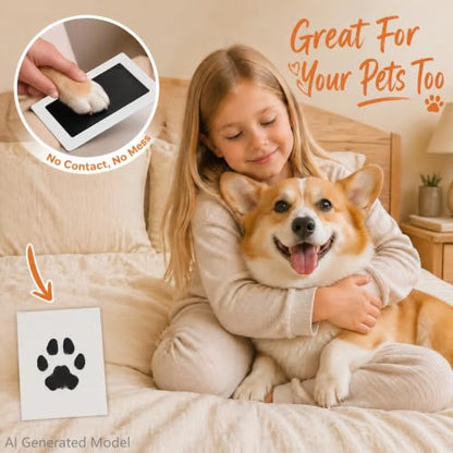Inkless Baby Hand and Footprint Kit | Pet Memorial Paw Print Kit,Black Ink Pad 4 Pack - color: Black