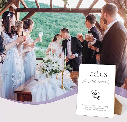 Ladies Bathroom Sign, Wooden 8x11 Inches, Minimalist Table Sign for Event Parties & Weddings - style: Ladies-Please Help Yourself