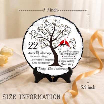 22nd Anniversary Wedding Gifts for Couple, 22 Year Anniversary Wedding Gift for Husband Wife Parents, 22 Years of Marriage Slate Plaque Keepsake with Stand, 5.9 Inch - color: 22th Wedding Anniversary