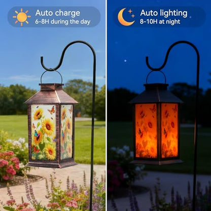 Homemory Solar Hanging Lanterns Outdoor Waterproof Sunflower LED Lights - style: Sunflower