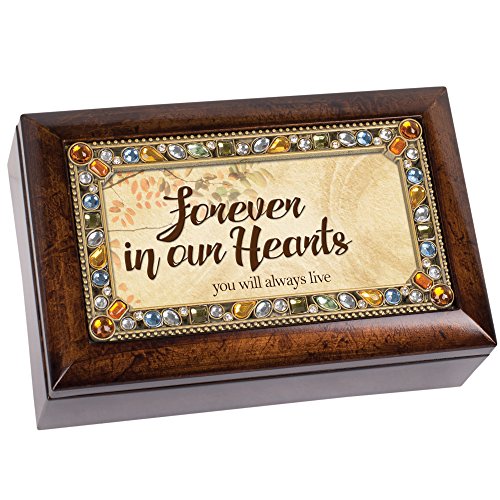Cottage Garden Forever in Our Hearts Always Jeweled Amber Earth Tone Petite Music Box Plays You Light Up My Life