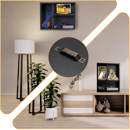 Solid Wood Pet Memorial Shadow Box Frame with Shelves | Deep Pet Memory Box for Dogs or Cats Paw print 4x6" Photo Frame Keepsake as Loss Remembrance-Black
