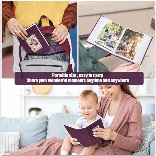 Photo Album 4x6 100 Pockets, Linen Cover Top Loader Vertical, Slip-in Picture Purple Pockets Albums for Wedding, Family, Anniversary, Baby, Vacation - color: Purple, size: 100 Pockets