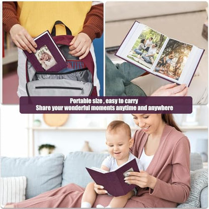 Photo Album 4x6 100 Pockets, Linen Cover Top Loader Vertical, Slip-in Picture Purple Pockets Albums for Wedding, Family, Anniversary, Baby, Vacation - color: Purple, size: 100 Pockets