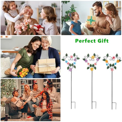 Metal Flowers Decorative Garden Stakes,3Pcs Heart Shape Metal Flower - color: Heart Shape Stakes