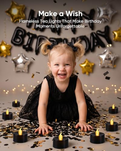 Homemory 24-Pack Black Flameless Battery Tealight Candles, 200+ Hours - color: Black, size: Pack of 24
