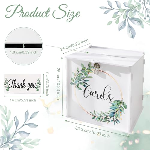 White Wedding Card Box with Lock, PVC Gift Card Box for Wedding Decorations