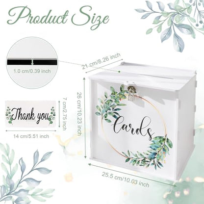 White Wedding Card Box with Lock, PVC Gift Card Box for Wedding Decorations