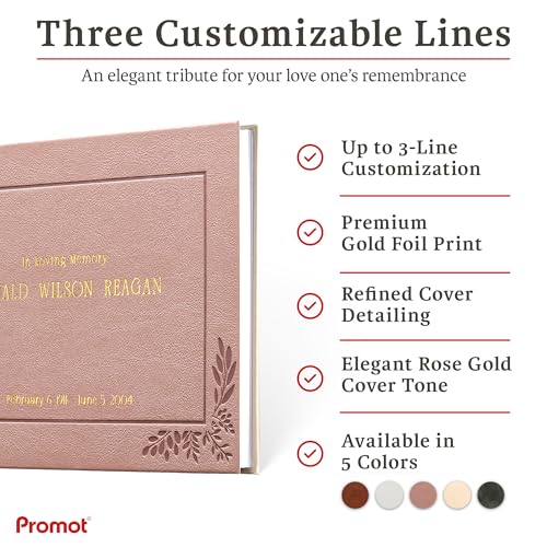 Promot Funeral Guestbook - Guestbook for Funeral Celebration (Rose Gold) - color: Rose Gold