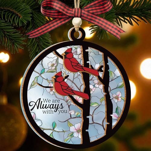 Wooden Cardinal Christmas Ornaments, Hanging Memorial Christmas Decorations, We are Always with You Cardinal Gifts, Sympathy Gifts for Loss of Loved One, Bereavement Gift Ideas, Sympathy Gift - color: Katinat- Kl Cardinal Ornament
