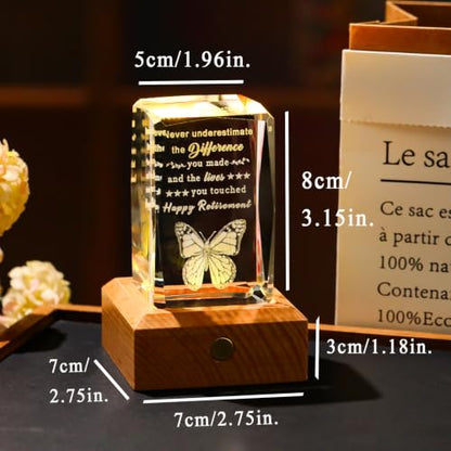 Ornalrist Retirement Gifts for Women Men with LED Wood Light Base - color: Retirement Gifts