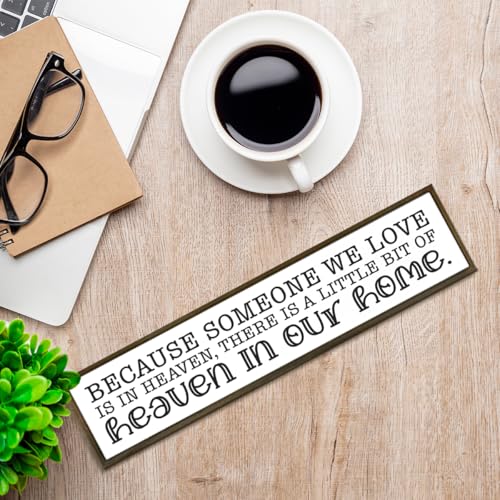 Farmhouse Style Sign, Bereavement Sign, Sympathy Gift, Because Someone We Love Is In Heaven, Memorial Sympathy Gift, Home Wall Decor Wood Framed, Wood Plaque Signs, 38 * 8.5 In A64