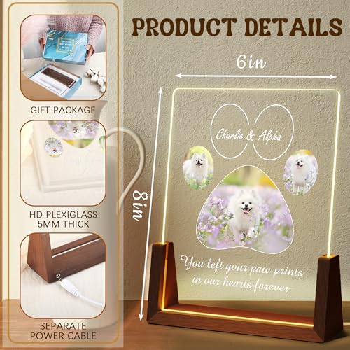 Personalized Dog Memorial Gifts, Custom Acrylic Light Up Picture Frame | Custom Pet Loss Gifts Cat Pet Memorial Gifts with Pictures for Pet Lover, Loss of Dog Sympathy Gifts - color: style-5