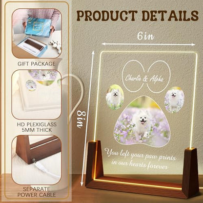 Personalized Dog Memorial Gifts, Custom Acrylic Light Up Picture Frame | Custom Pet Loss Gifts Cat Pet Memorial Gifts with Pictures for Pet Lover, Loss of Dog Sympathy Gifts - color: style-5