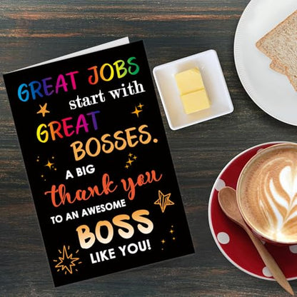 Thank You Card Gifts for Boss Leader Manager Cute Bosses Day Appreciation Her Him Funny Boss's Gifts Men Women from Employee - color: HK036