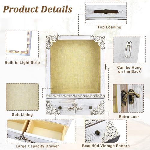 11x16 Wedding Shadow Box Frame with Shelves, White - color: Classic White