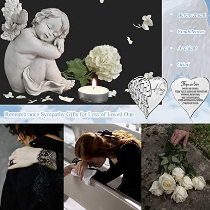 Fumete 20 Sets Funeral Favors for Guests Celebration of Life Decorations Heart Pocket Hug Token Angel Coins and Memorial Prayer Cards Funeral Decor Sympathy Gifts (English) - style: English