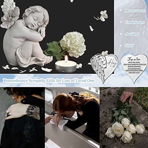 Fumete 60 Sets Funeral Favors for Guests Celebration of Life Decorations Heart Pocket Hug Token Angel Coins and Memorial Prayer Cards Funeral Decor Sympathy Gifts (English) - style: English